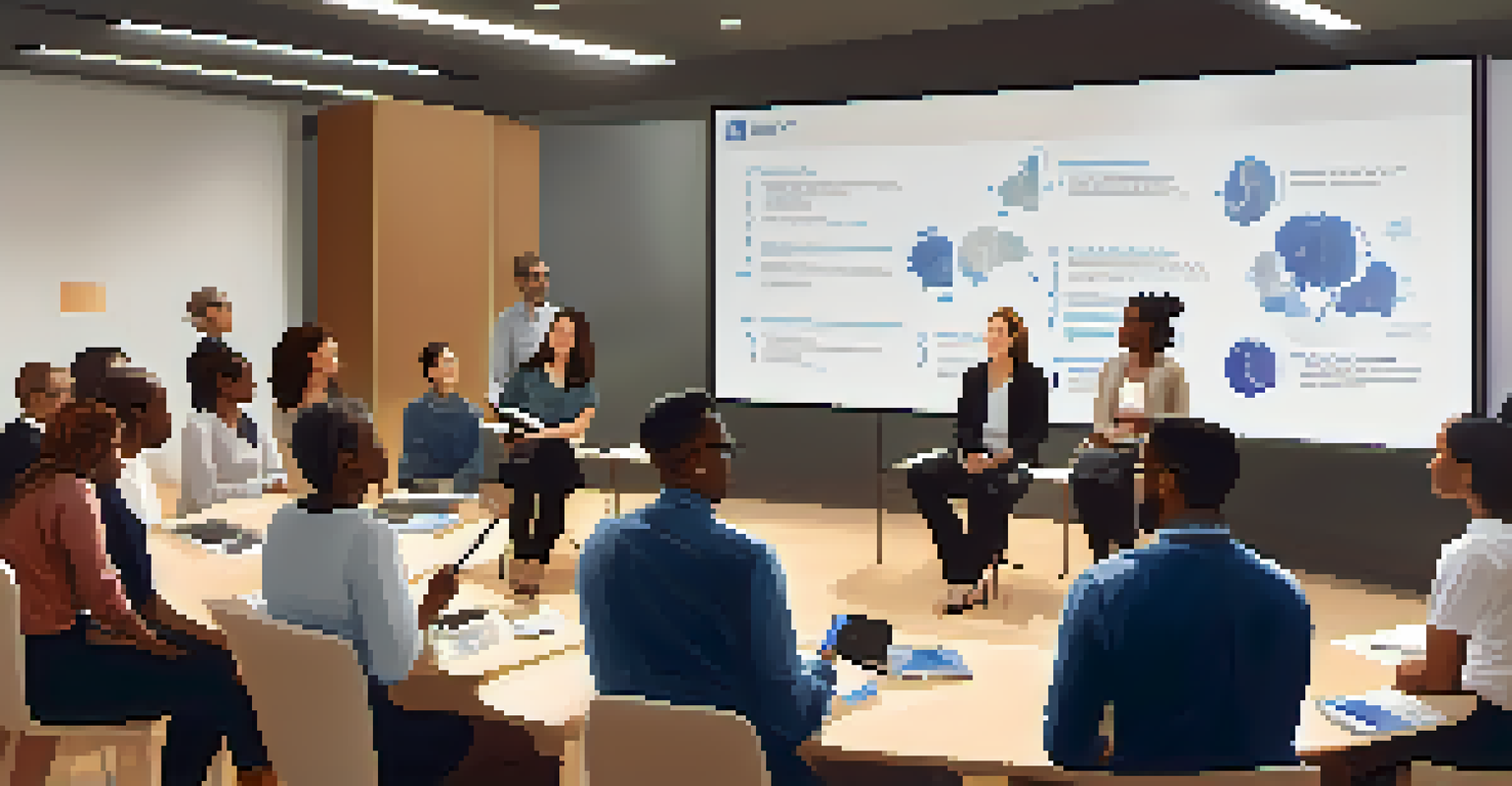 A diverse group of managers participating in a leadership training session focused on inclusive practices.