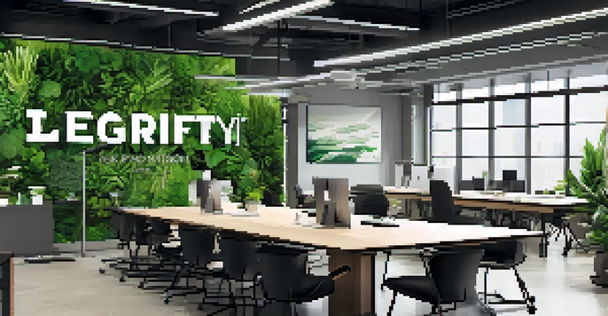 A bright and modern office with diverse employees working together, highlighting teamwork and integrity.