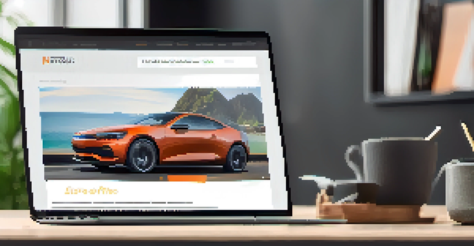 A laptop displaying a modern landing page with vibrant visuals and a clear call-to-action, placed on a minimalistic desk with soft lighting.