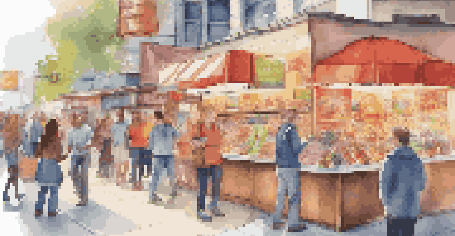 A vibrant digital marketplace scene with a booth attracting shoppers, colorful decorations, and a lively atmosphere.