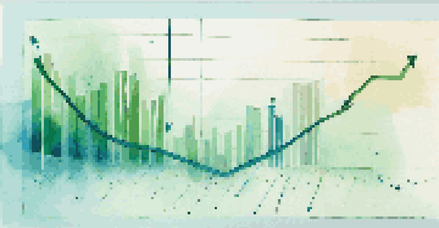 An abstract image depicting depreciation in finance with arrows and charts on a gradient background.