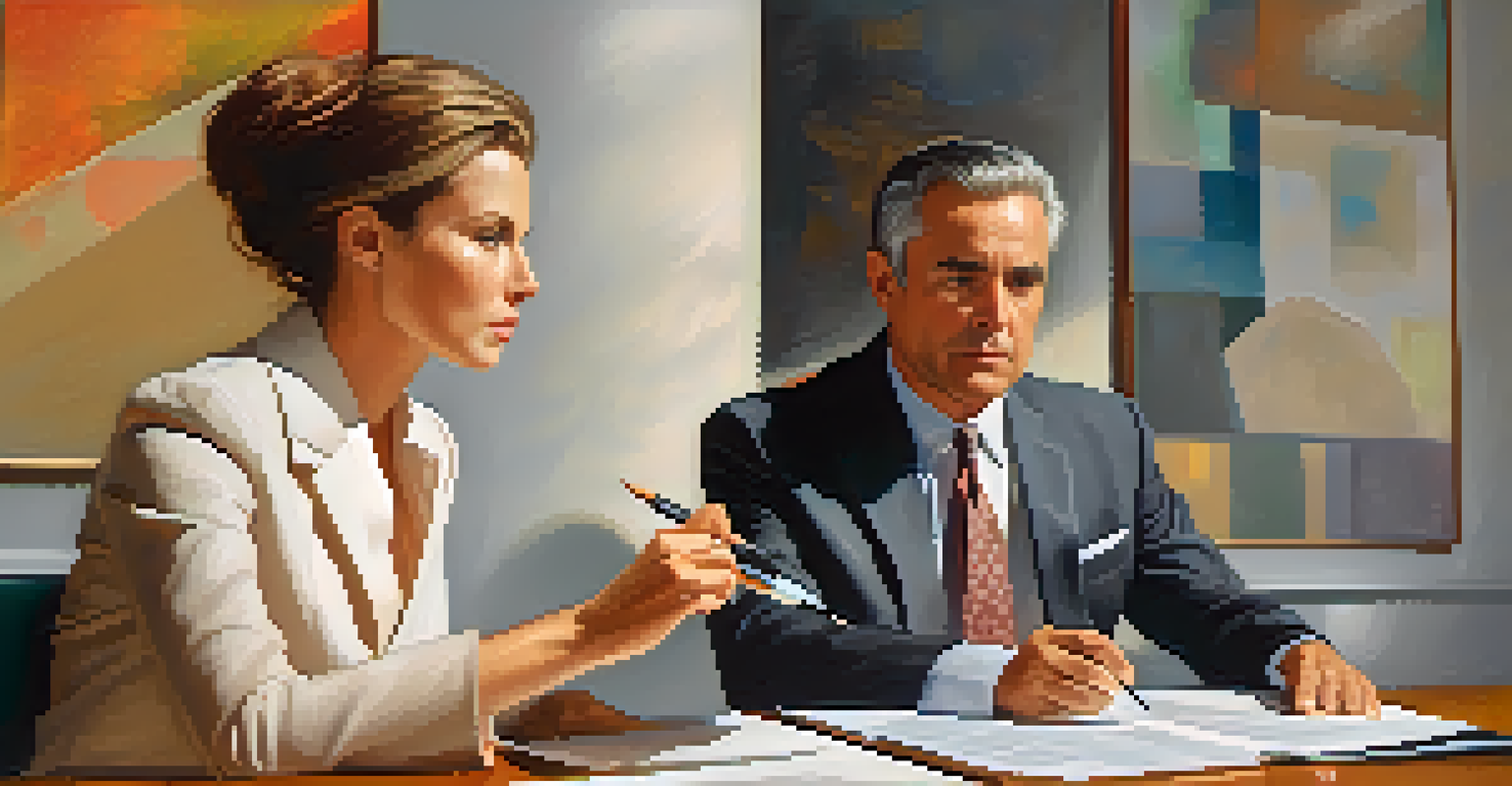 Two professionals in a discussion at a table, demonstrating active engagement.