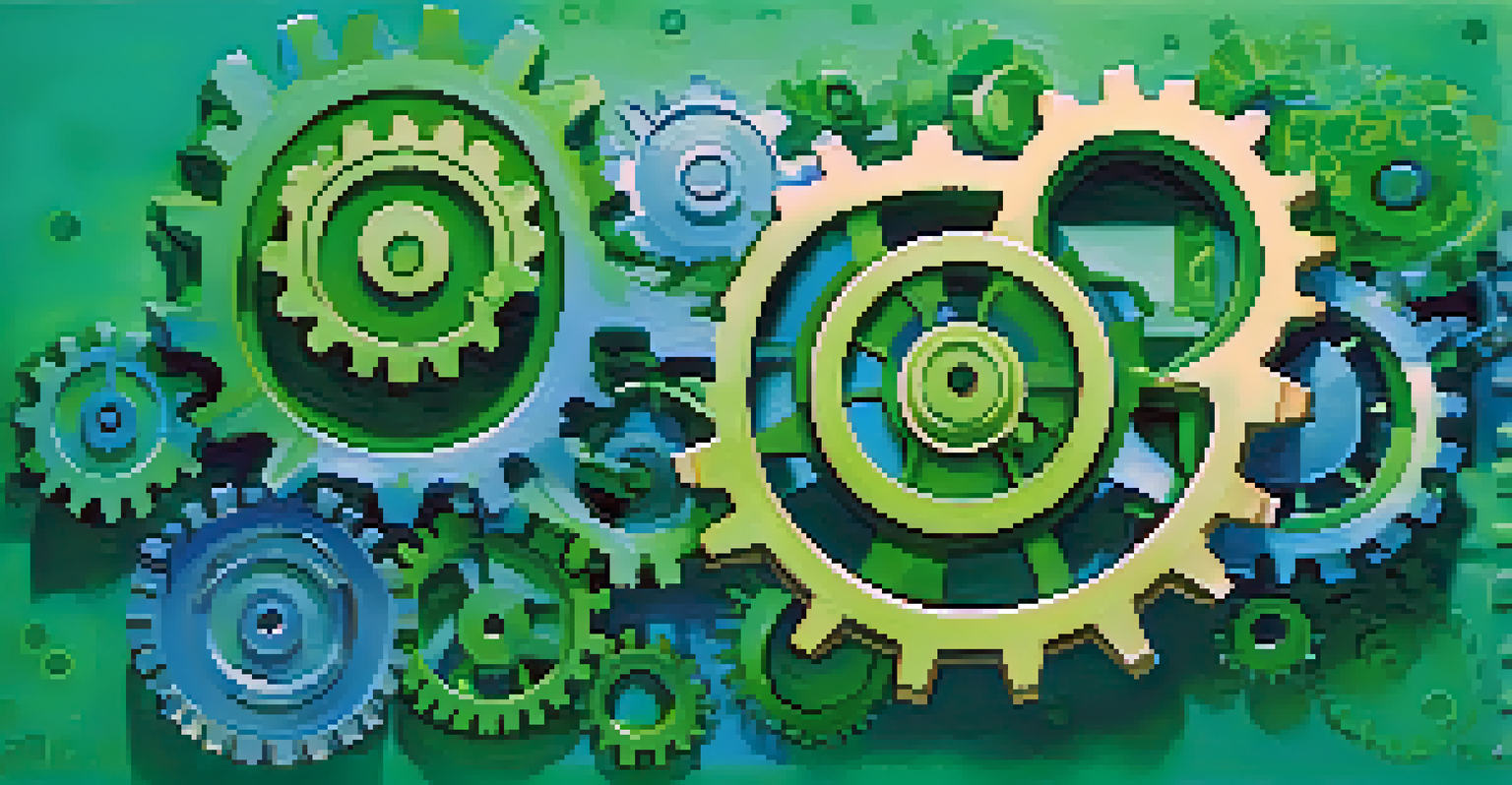 An abstract image illustrating the concepts of business process optimization and reengineering with gears and dynamic design.