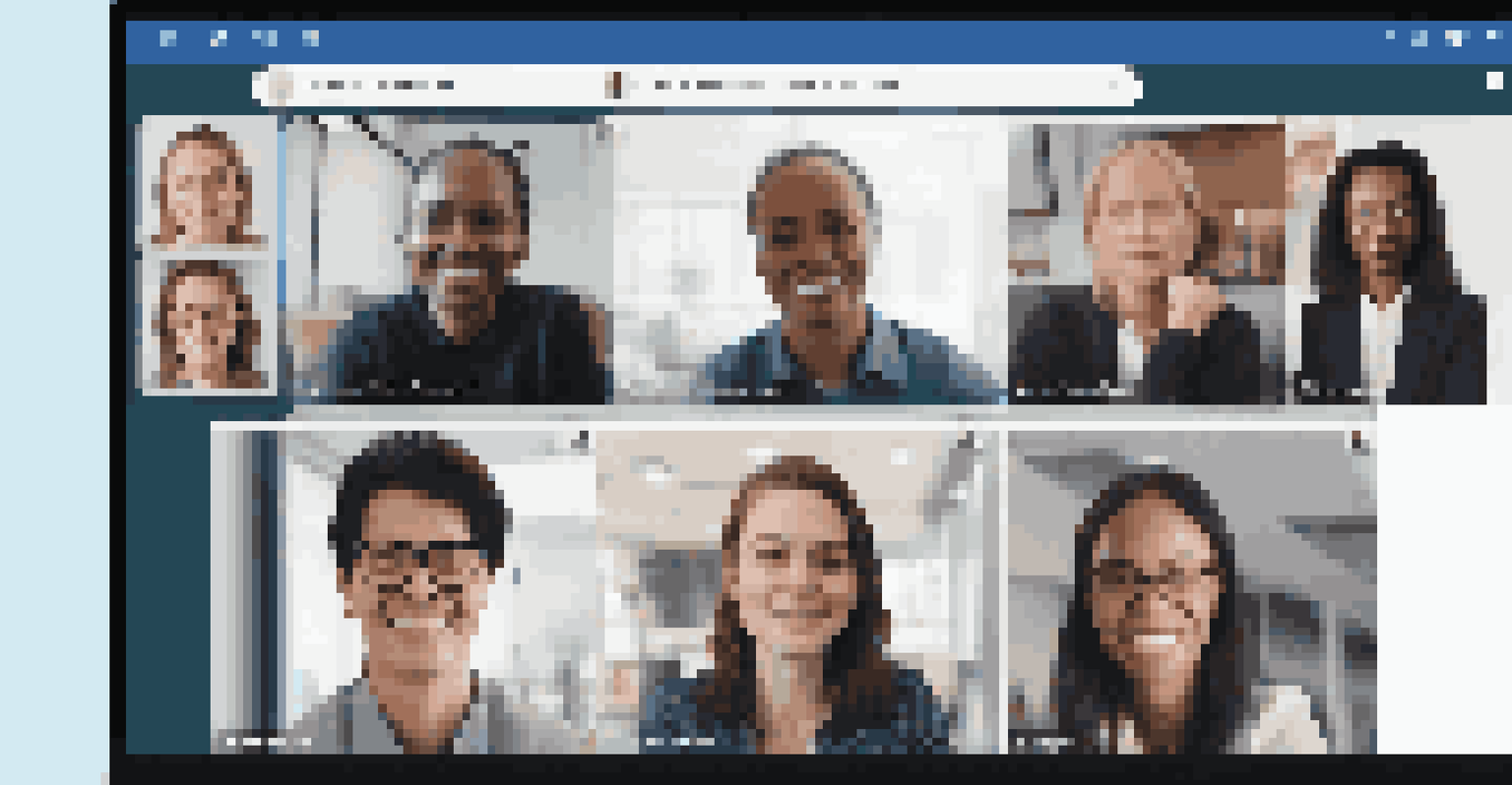 A computer screen showing a video call with employees discussing a project, highlighting a modern virtual collaboration tool for training.