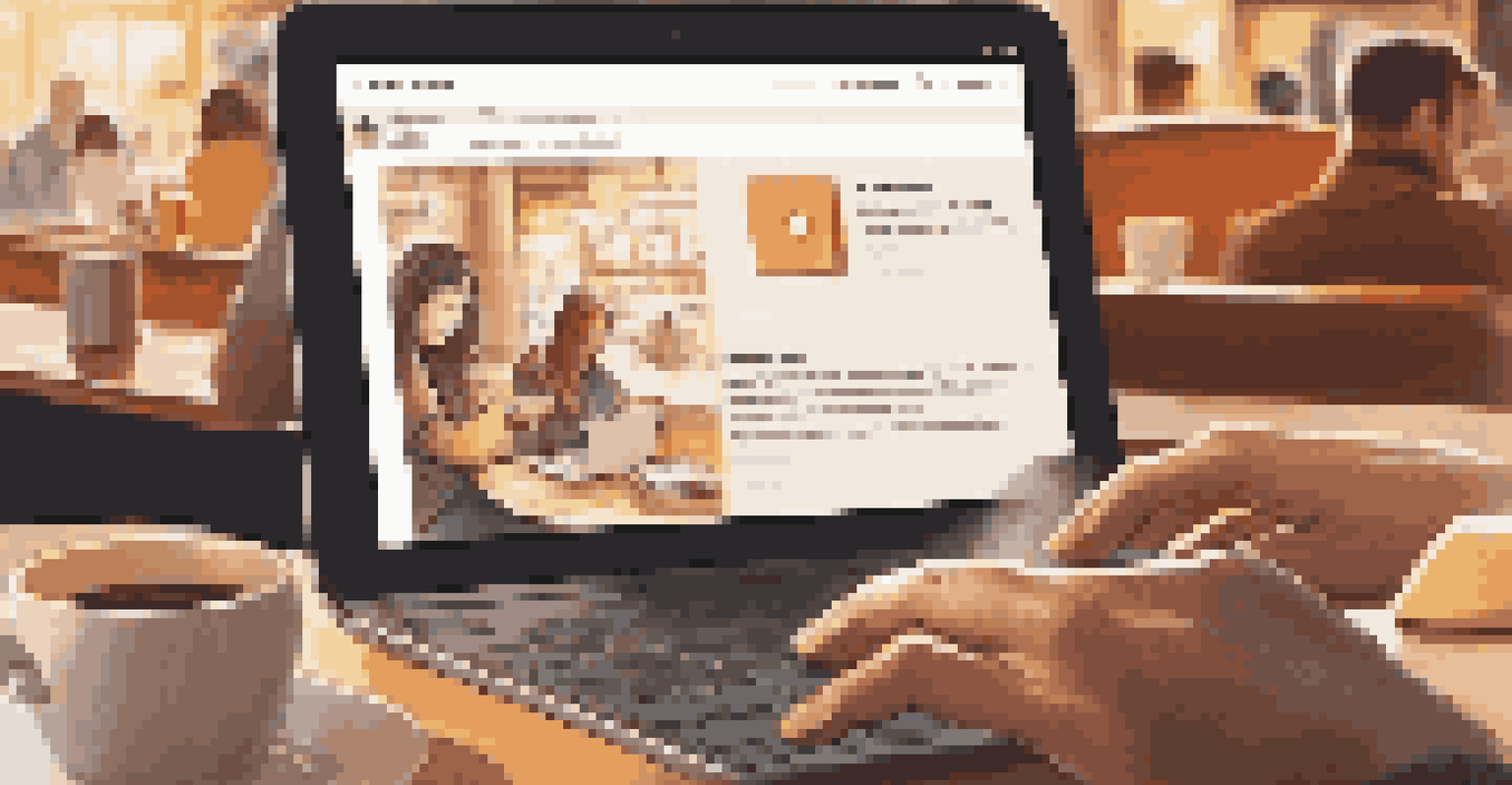Hands typing on a laptop in a coffee shop, with a smartphone showing a gig work app, surrounded by warm café lighting and blurred patrons.