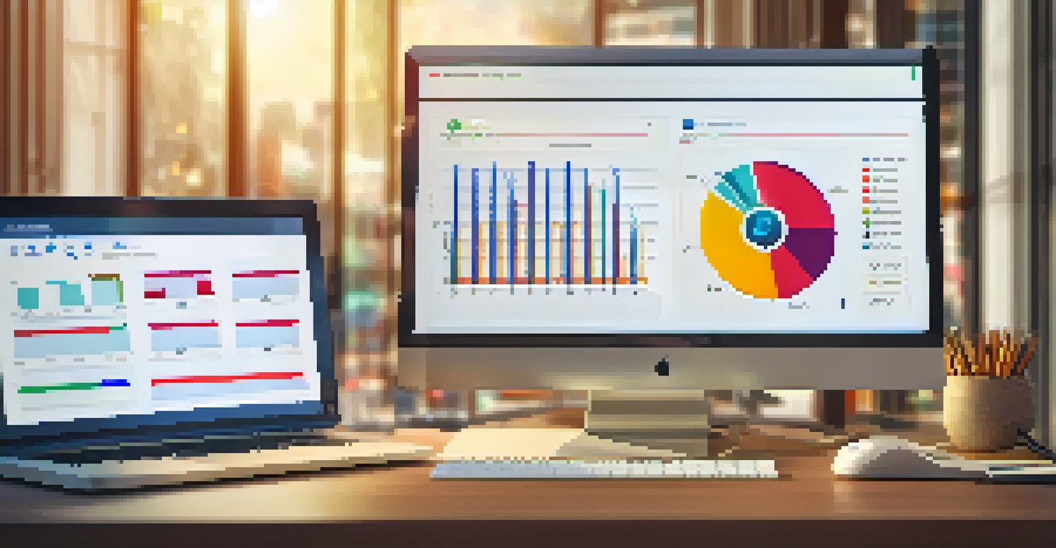 Close-up of a computer screen showing colorful charts and graphs of customer satisfaction metrics.