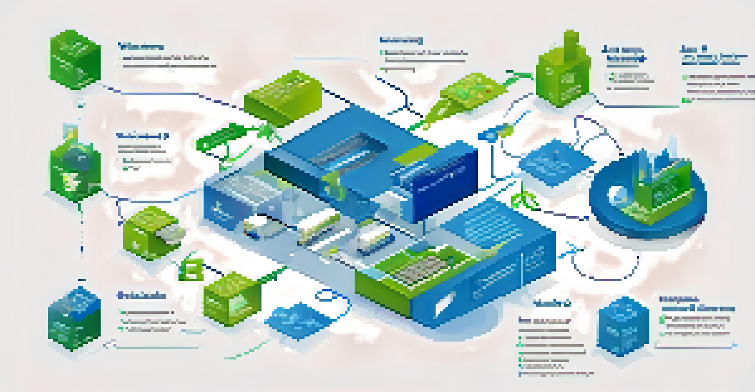 An infographic depicting the journey of a product through a blockchain supply chain with icons and arrows.