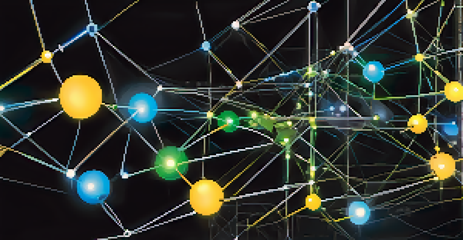 An abstract image representing blockchain technology with glowing nodes and interconnected chains.