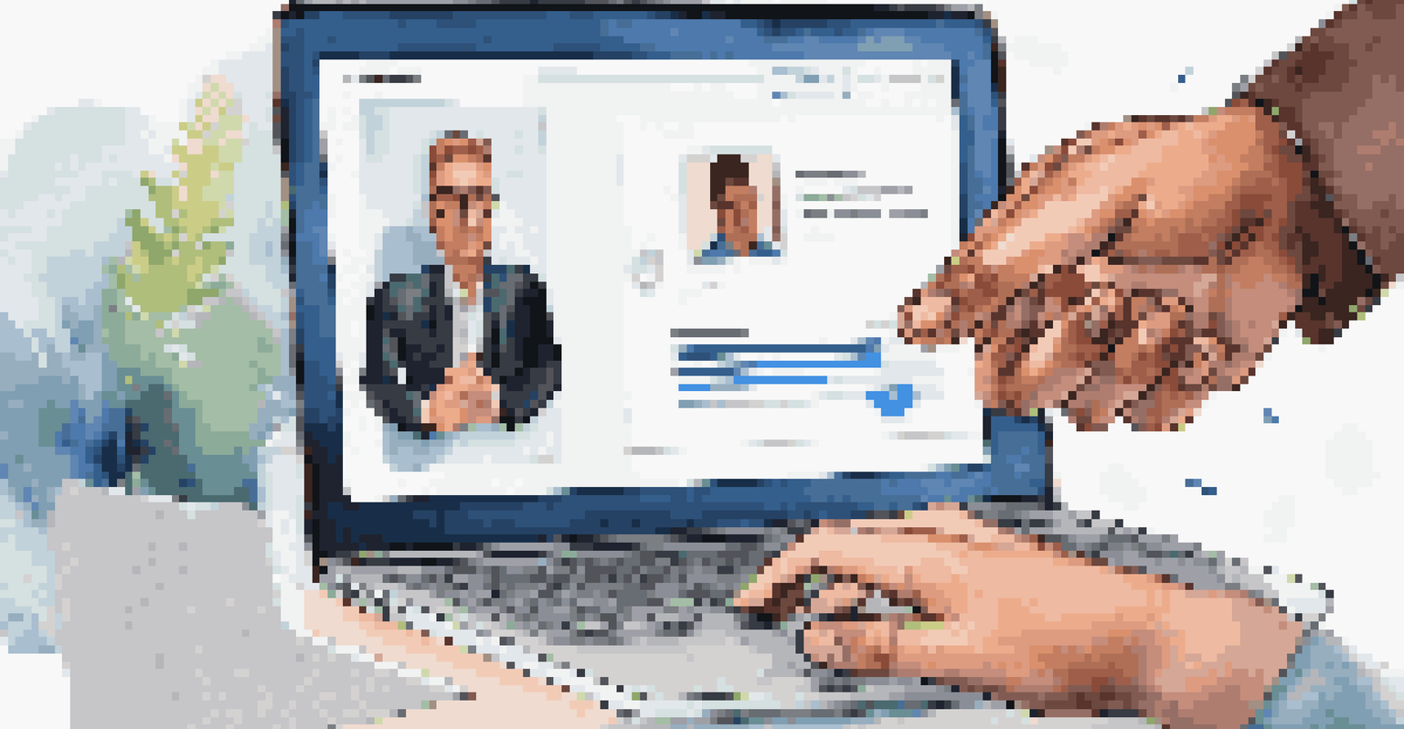 Close-up of a handshake over a laptop, with a LinkedIn profile visible on the screen, representing networking success.
