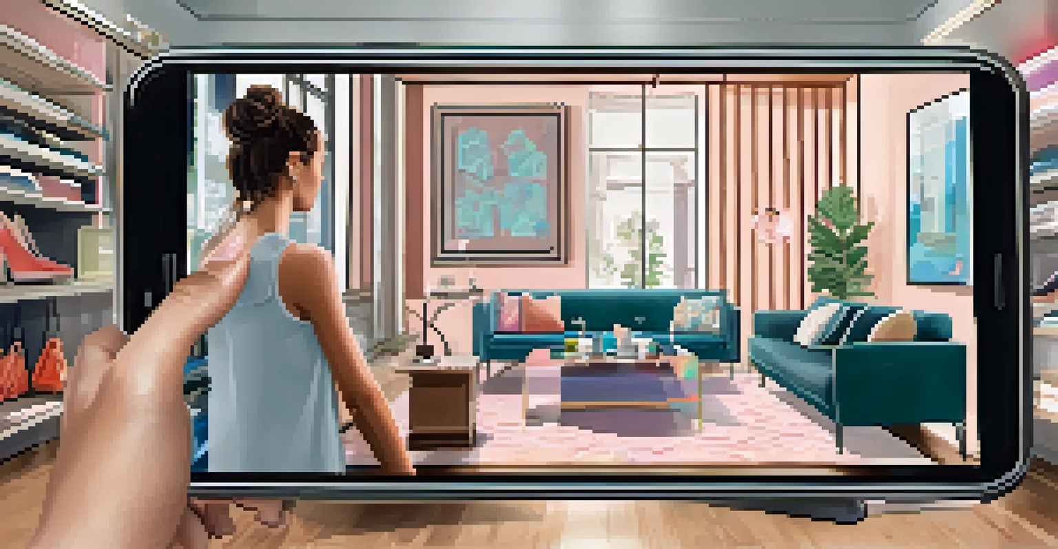 A user trying on virtual clothes using augmented reality in a modern living room.