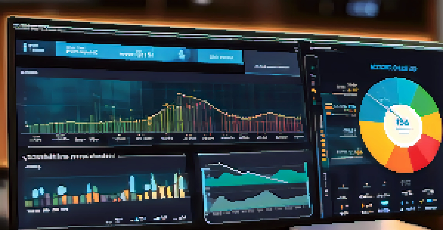 A digital dashboard showing colorful graphs and metrics representing key performance indicators for a business.