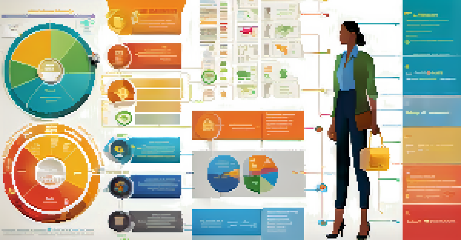 An infographic showing demographic segmentation with colorful charts and icons representing different customer attributes.
