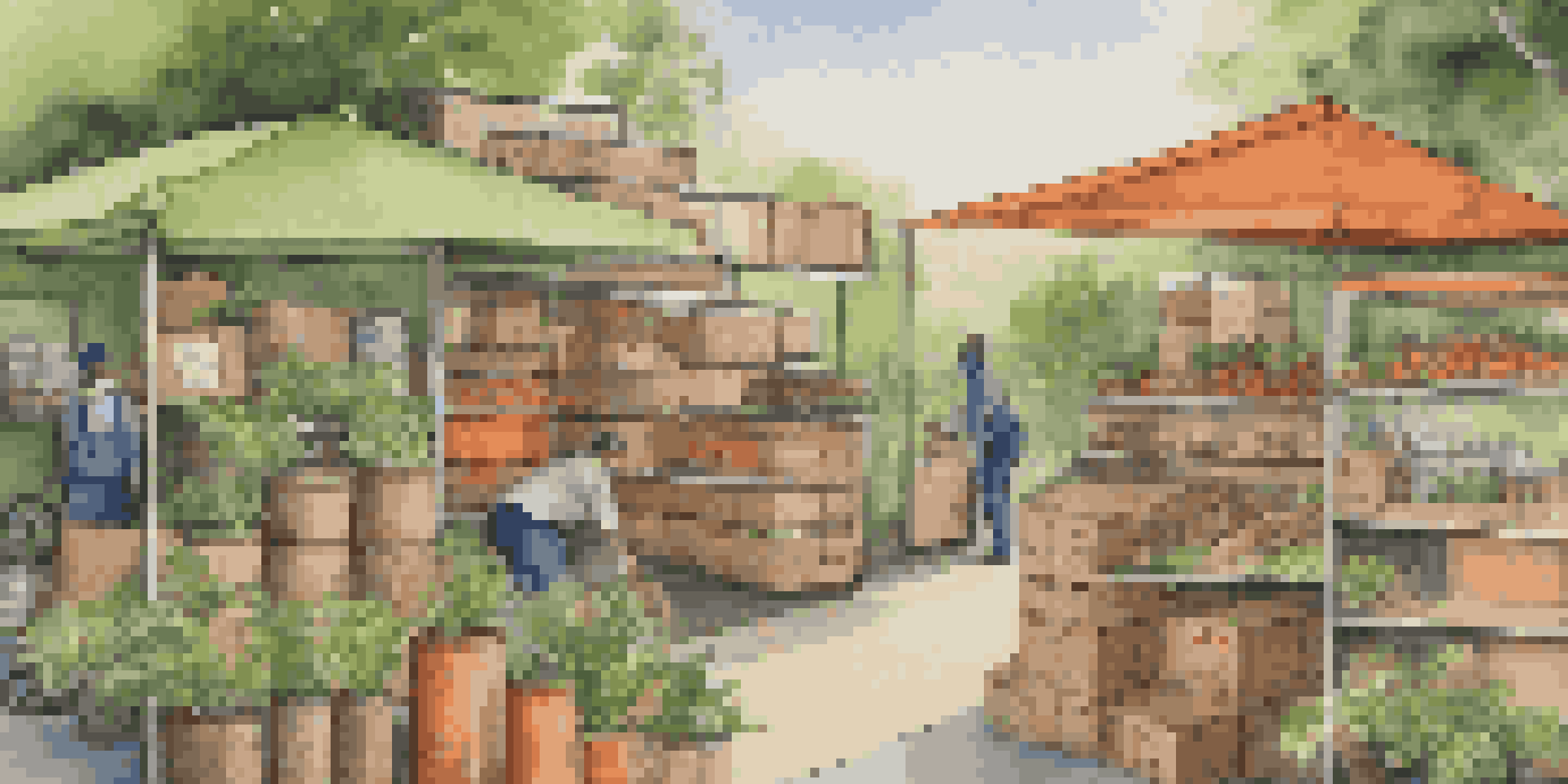 A close-up view of eco-friendly products made from recycled materials surrounded by green leaves.