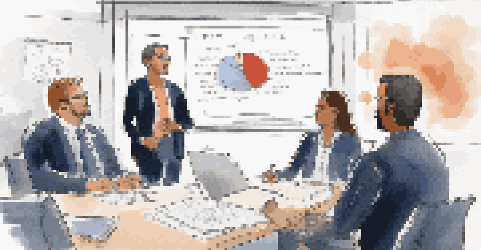 A leader addressing a diverse team during a crisis meeting in a well-lit conference room, with charts in the background.