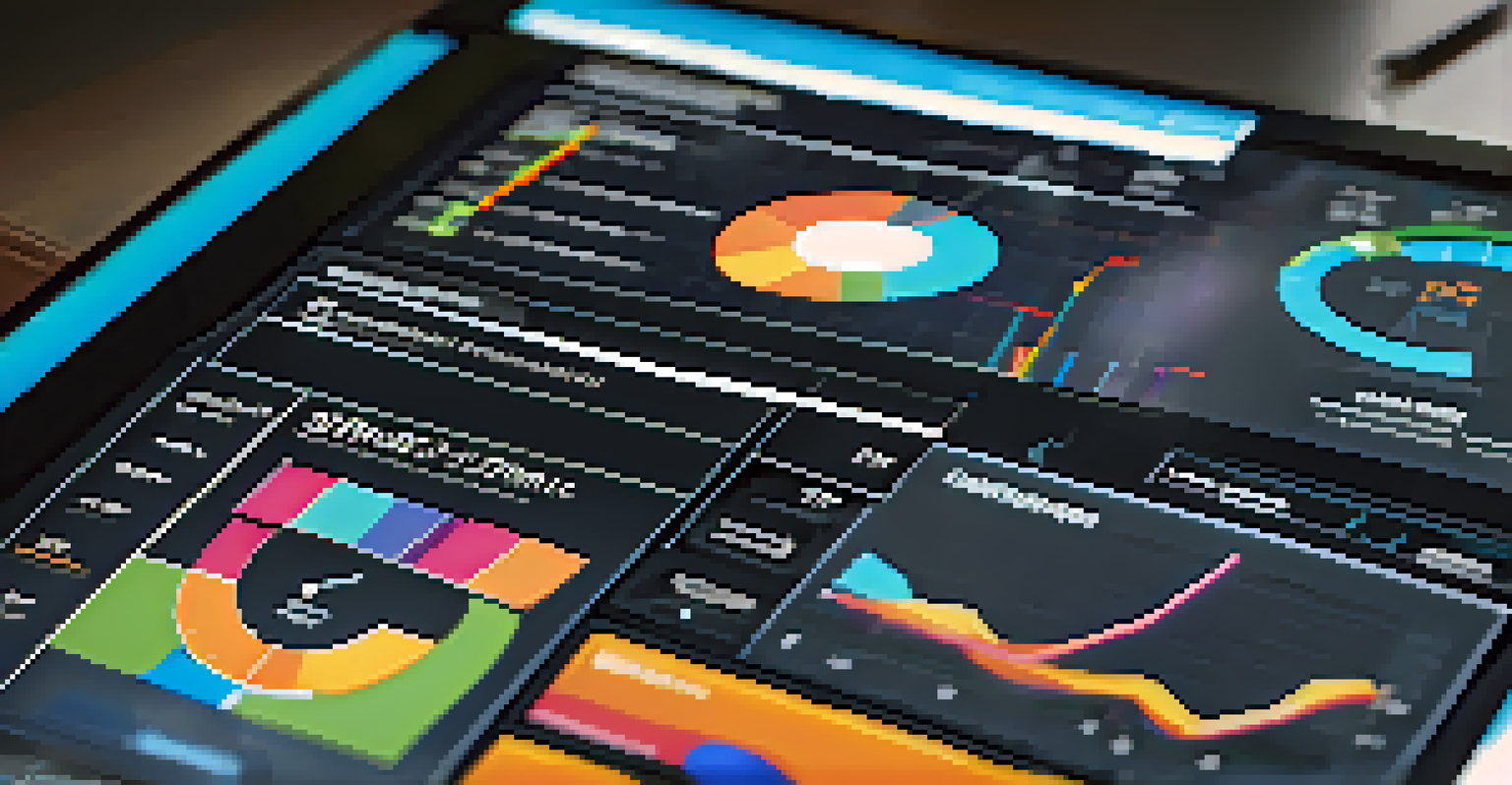 A digital dashboard displaying colorful graphs and KPIs related to business agility in a modern office setting.