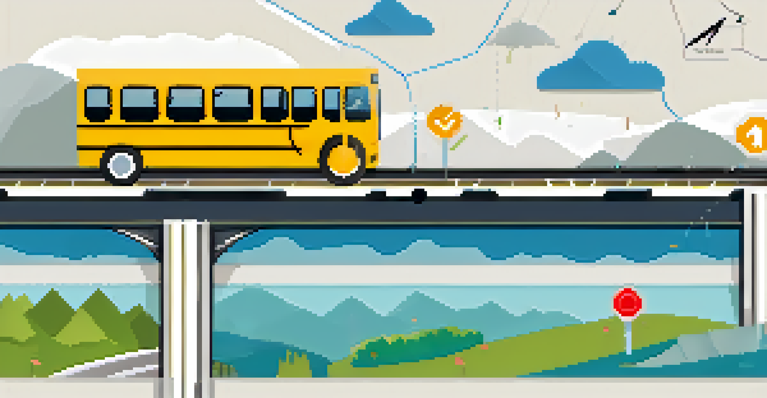 An infographic contrasting Agile and Waterfall project management with a bus and a train, highlighting their differences.