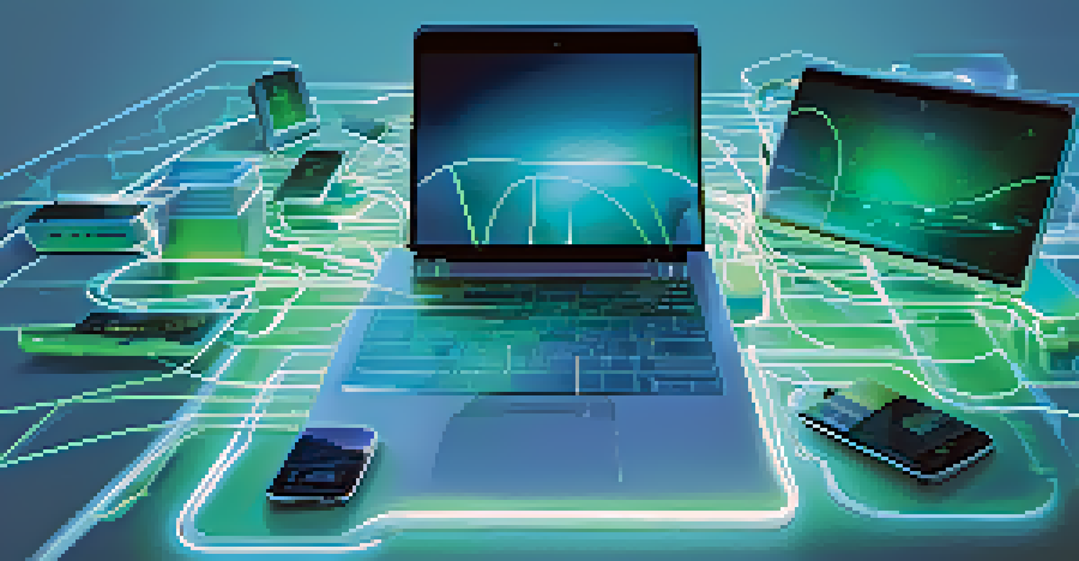 A depiction of interconnected devices in a digital business ecosystem, showcasing technology and innovation.