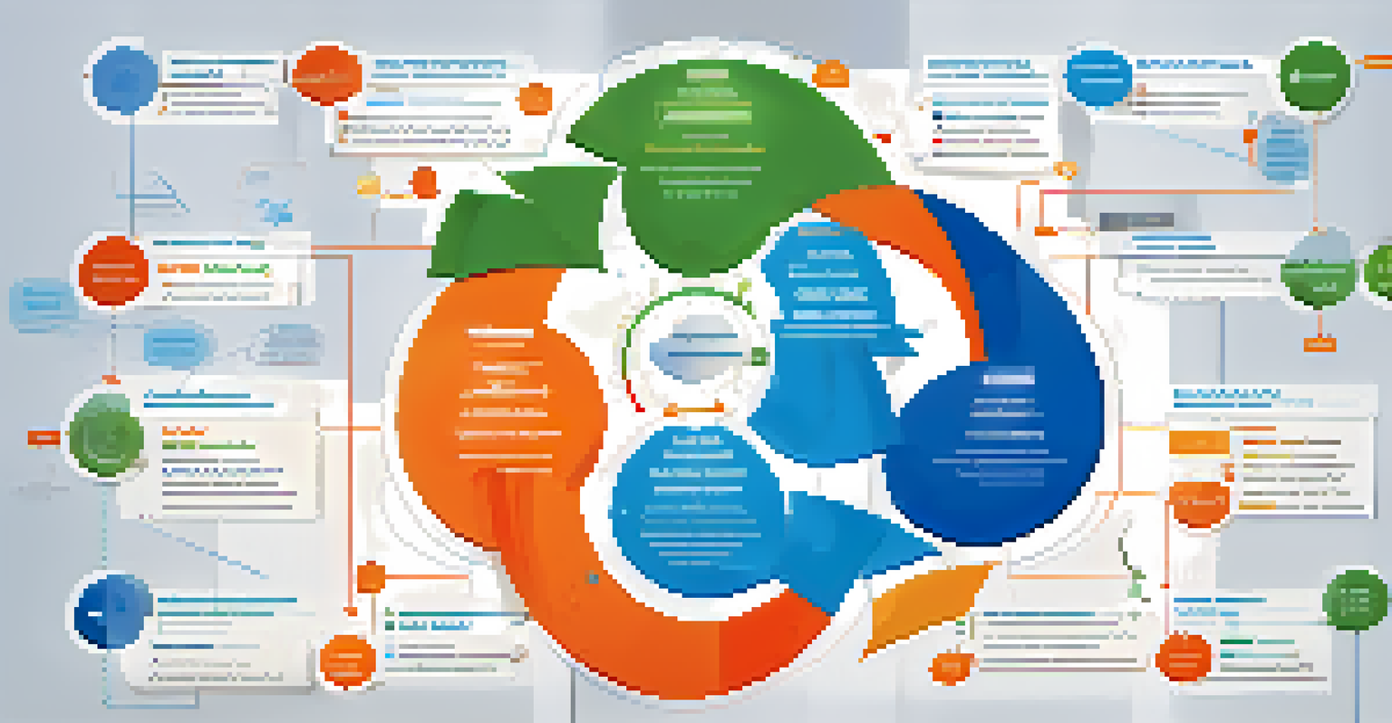 An abstract flowchart of Agile methodology principles, vibrant colors and icons representing teamwork and flexibility.