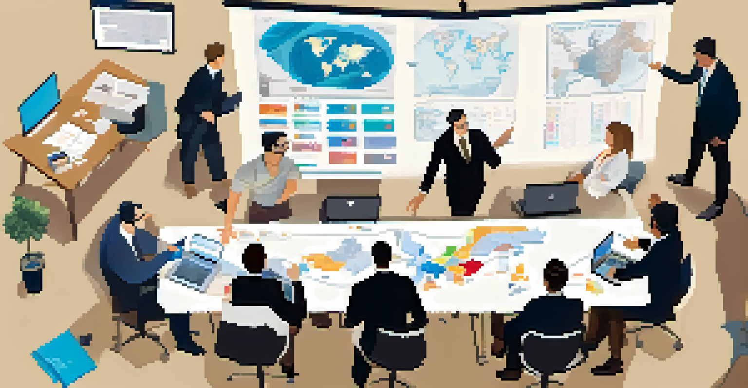 An overhead view of a supply chain planning session with participants discussing documents and strategies.