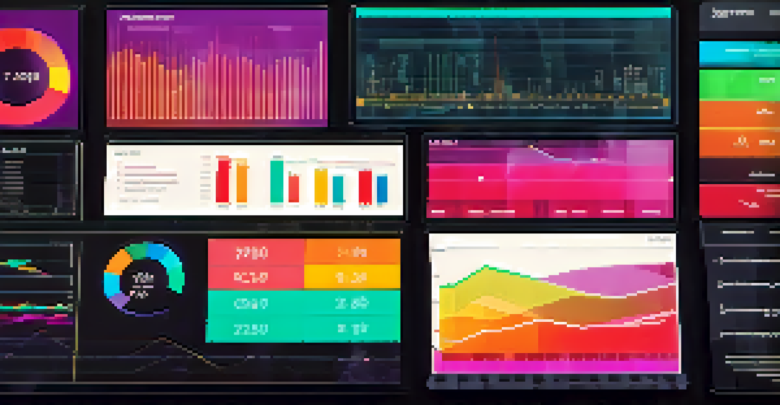 A close-up view of a high-tech data visualization interface with colorful graphs and charts.