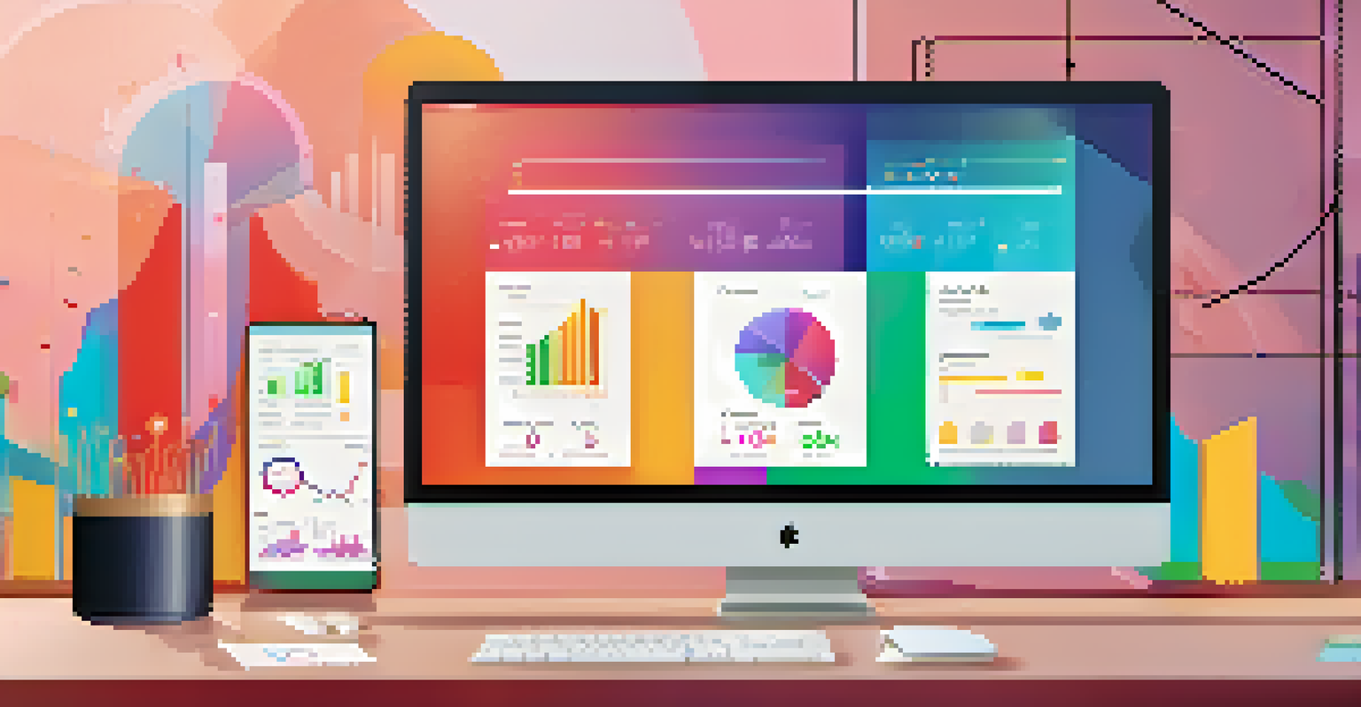 A computer screen showing customer feedback metrics with colorful graphs and data visualizations in a modern setting.