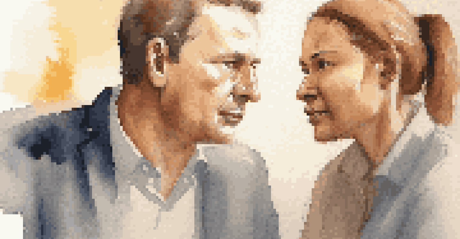 A leader and a team member having a focused conversation, demonstrating trust and connection in a softly lit environment.