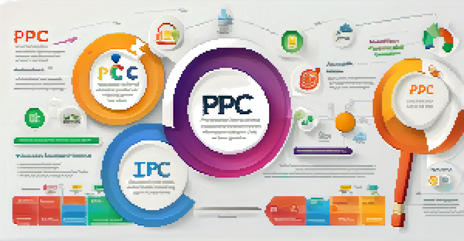 An infographic showcasing the benefits of PPC advertising with colorful icons and a clean layout.