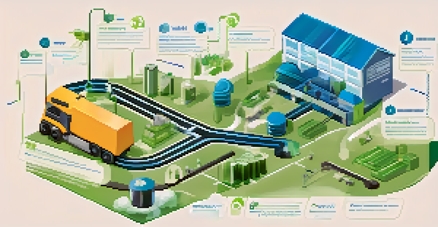 An infographic illustrating a simplified and transparent supply chain process with icons and arrows connecting each step.