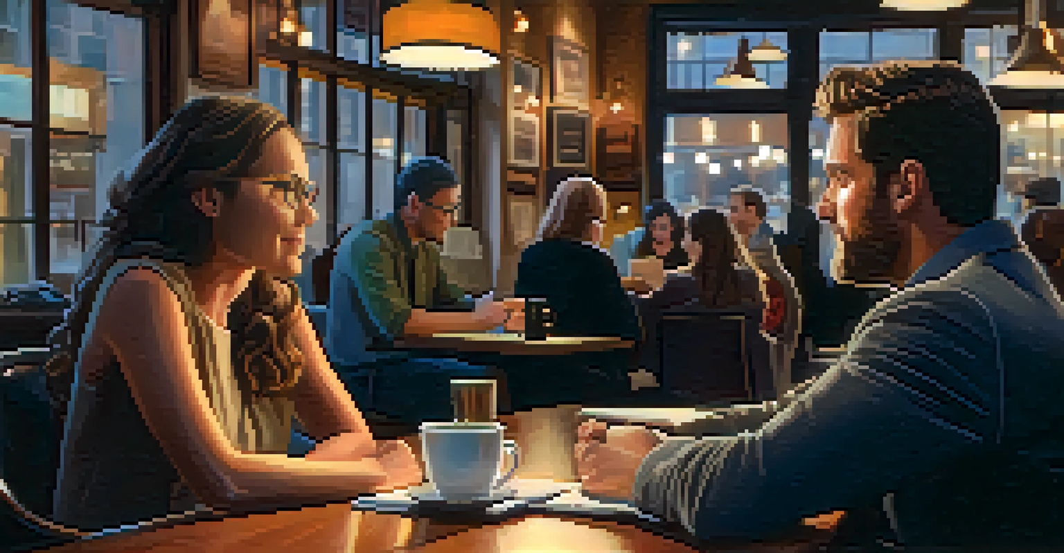An entrepreneur and mentor having a meaningful conversation in a coffee shop.