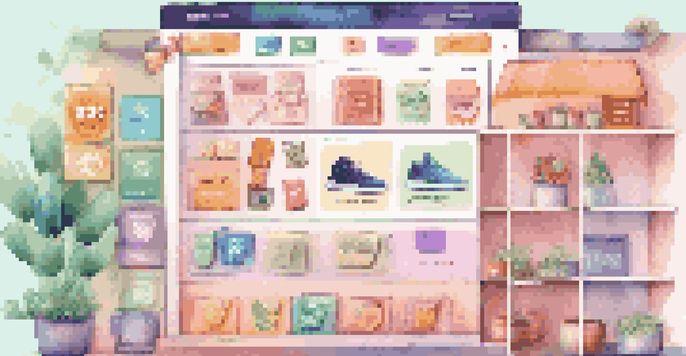 A colorful e-commerce website displaying gamification elements such as badges and leaderboards, with users engaging on devices.