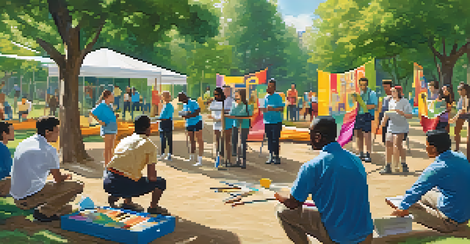 Employees participating in a team-building workshop outdoors in a sunny park, showcasing engagement and learning.