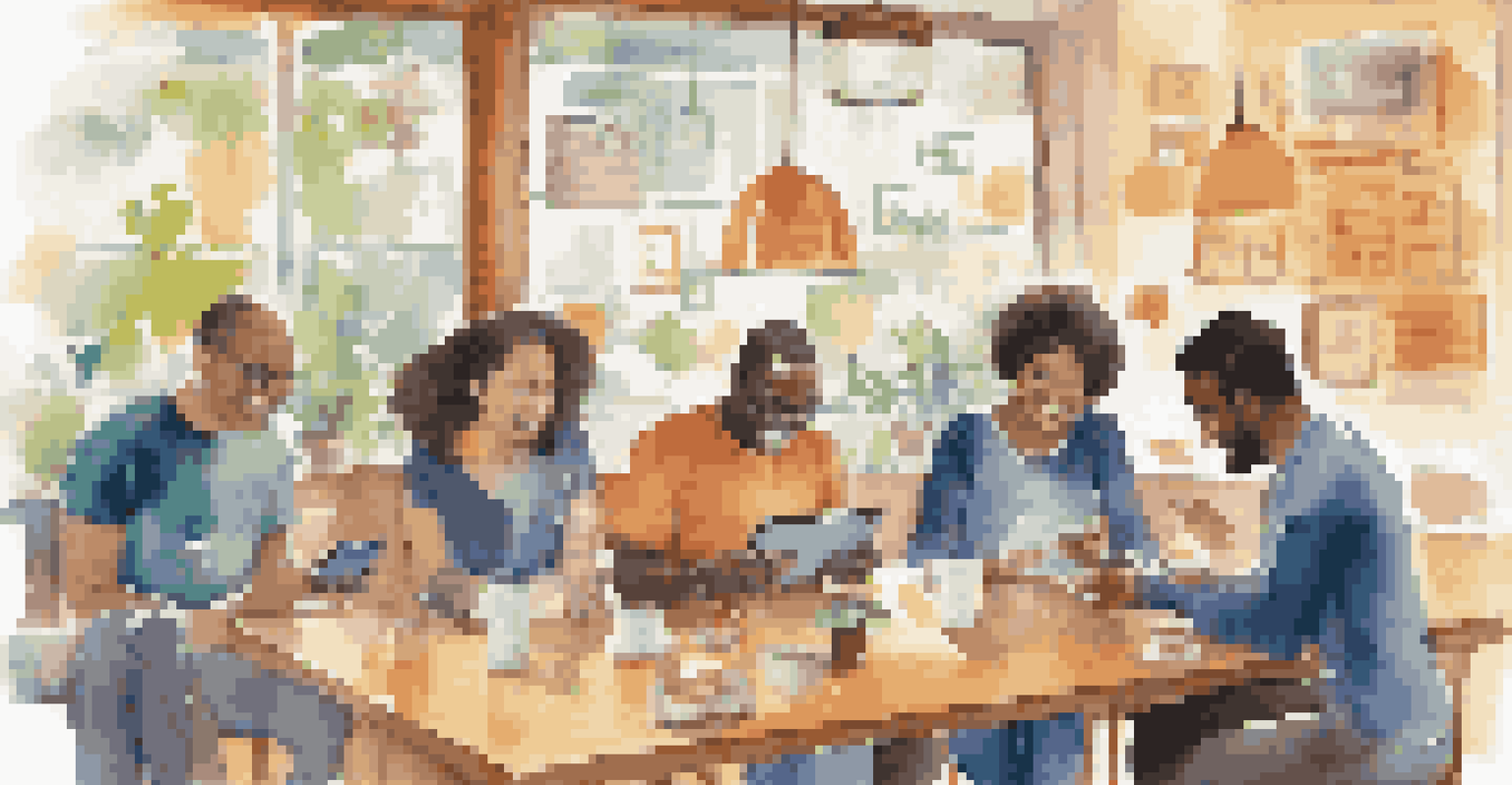 People in a café using mobile devices to explore impact investing opportunities.