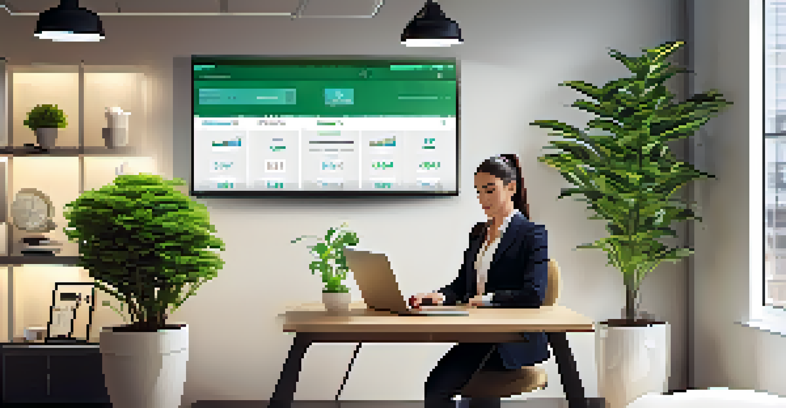 An employee tracking fitness goals on a mobile app at a modern office desk.