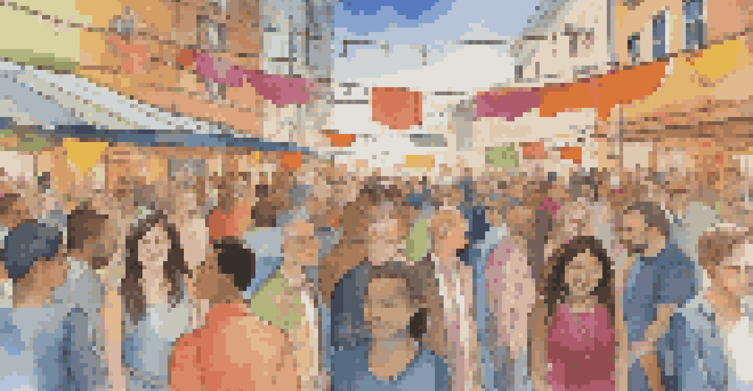 A lively social gathering depicting various groups of people, symbolizing clustering in data mining with diverse demographics.