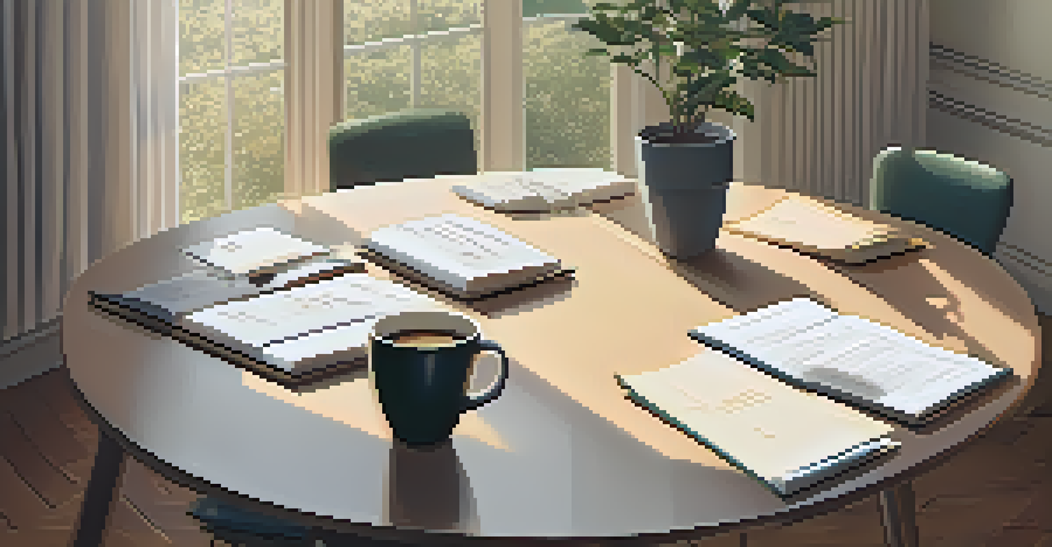 An overhead view of a round negotiation table with documents and people engaged in conversation, illuminated by soft light in a professional setting.