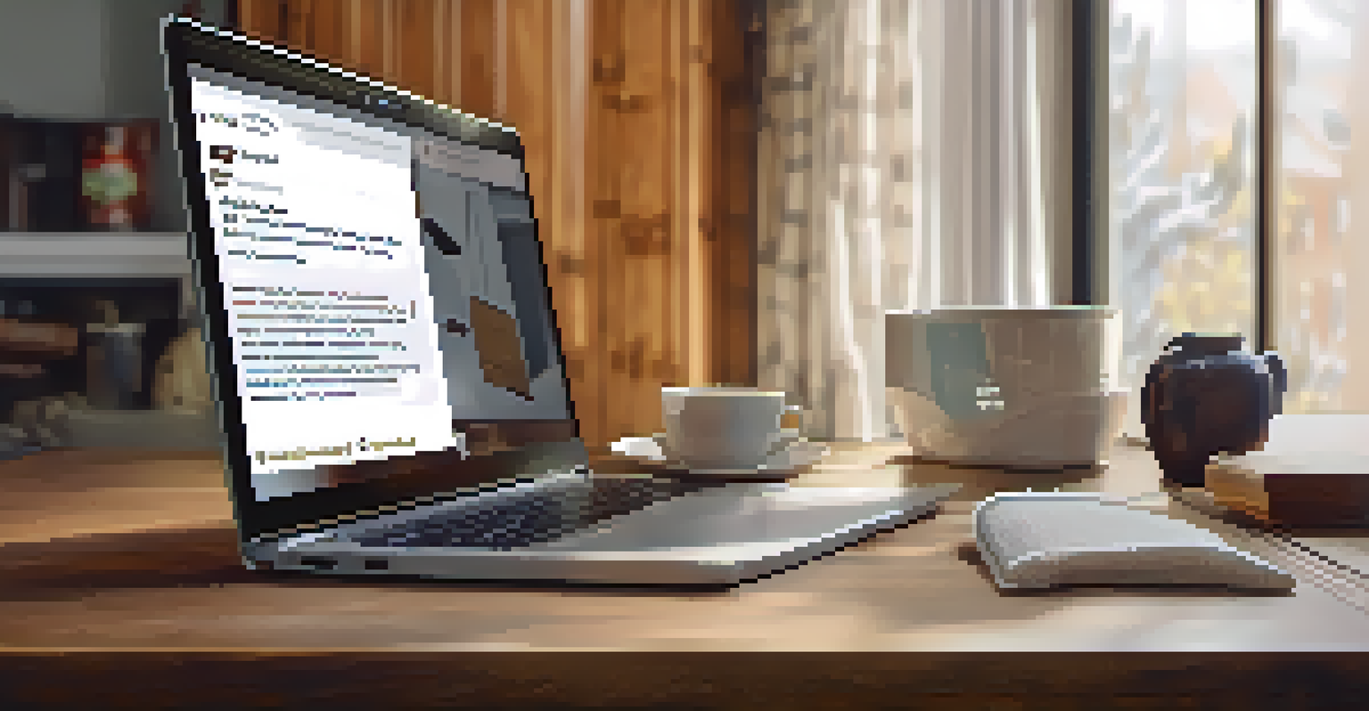 A close-up of a computer screen with personalized shopping recommendations in a cozy home setting.