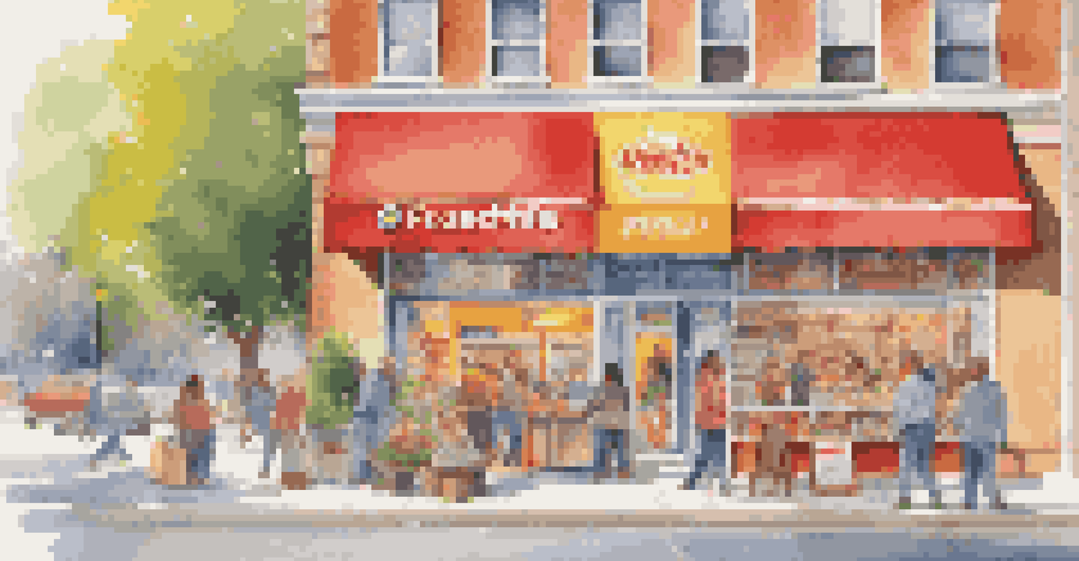A busy franchise store front with customers and staff, showcasing a vibrant and welcoming environment.
