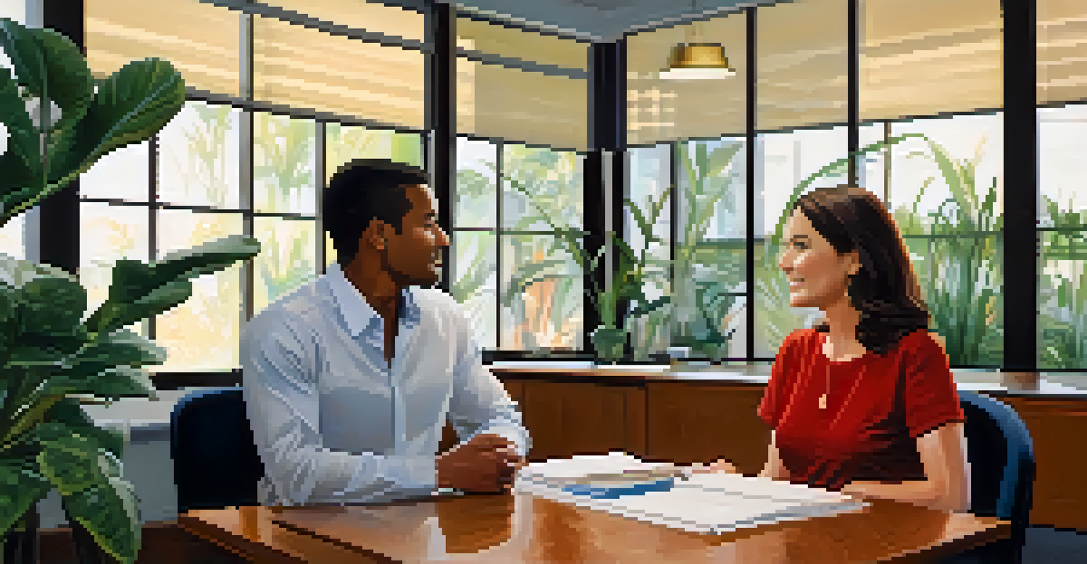 A leader and employee having a supportive conversation in a cozy office setting, emphasizing trust and connection.