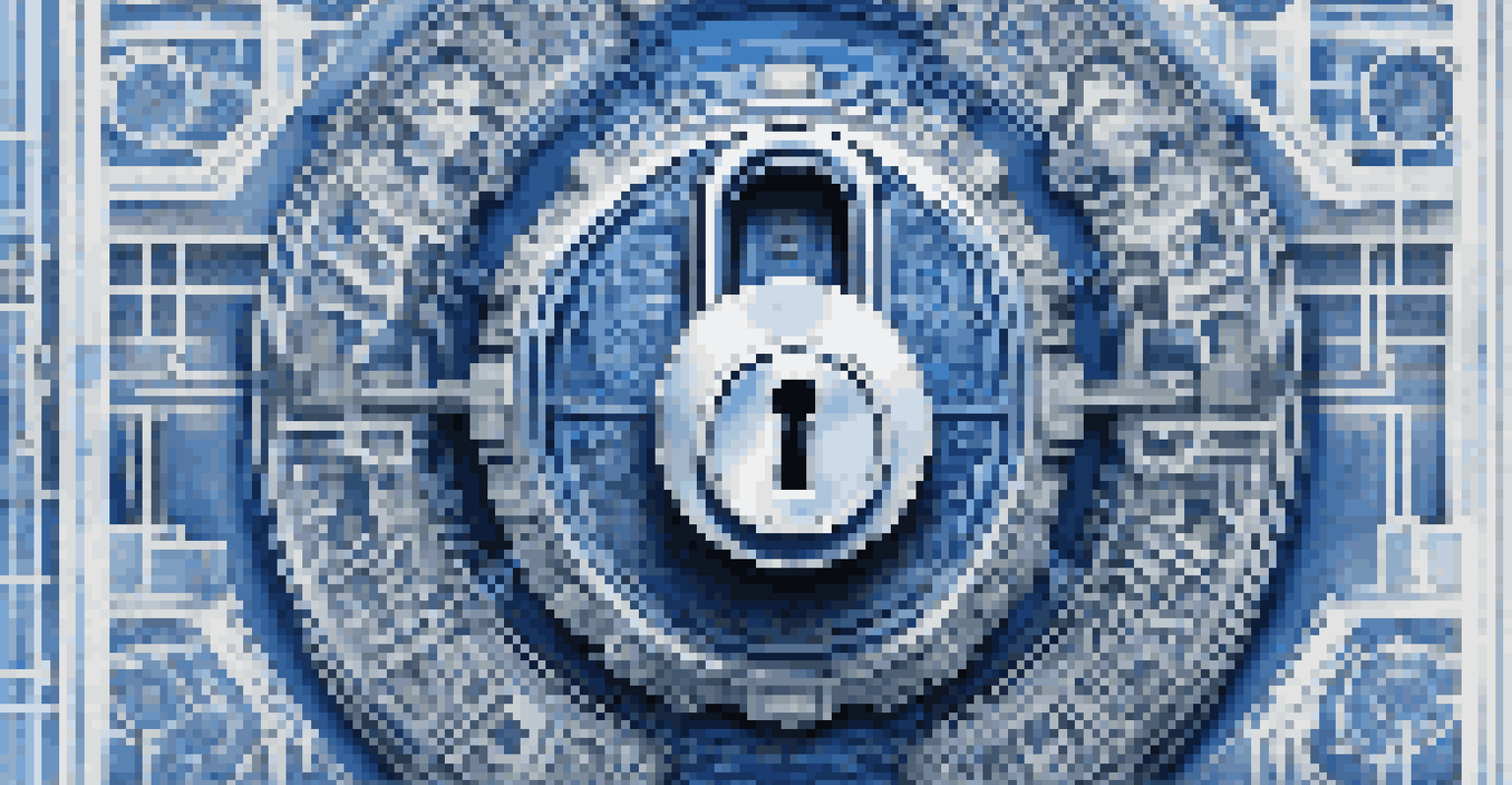 A digital lock symbolizing IP protection against a backdrop of blue digital patterns.
