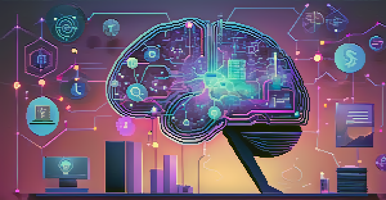 An abstract digital brain made of data points, symbolizing AI insights in business decision-making.