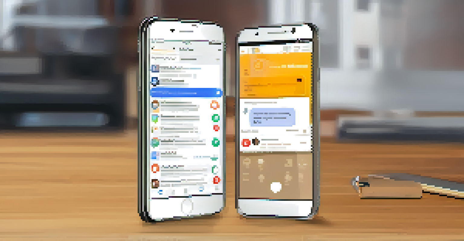 A smartphone on a desk showing a mix of positive and negative social media notifications.