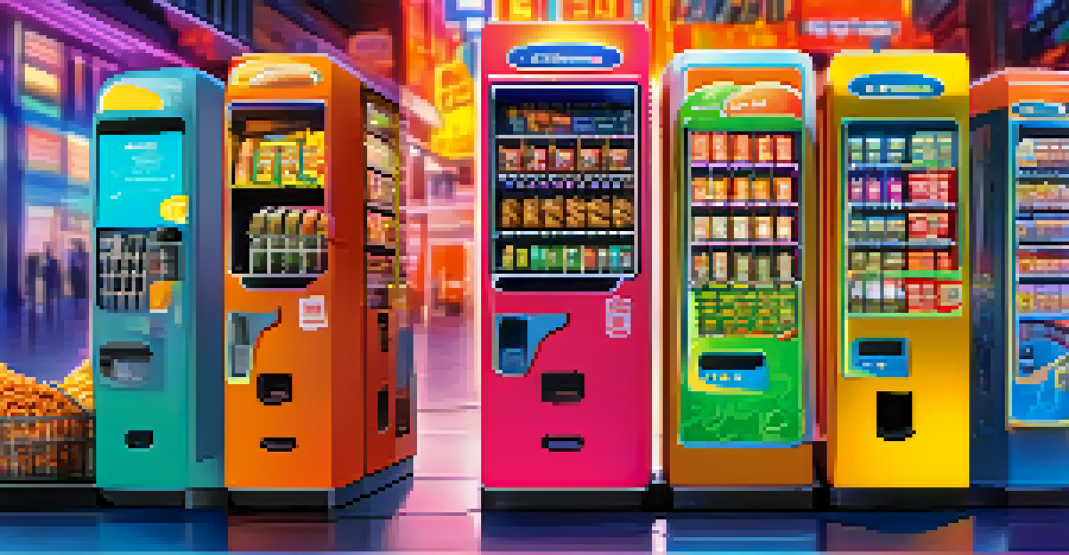 An abstract image showing a vending machine dispensing a snack after a digital currency transaction, portraying the concept of smart contracts.