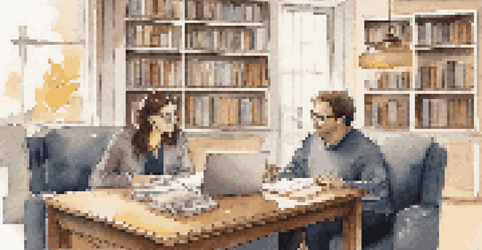 A mentorship session between an older professional and a younger employee in a cozy office environment.