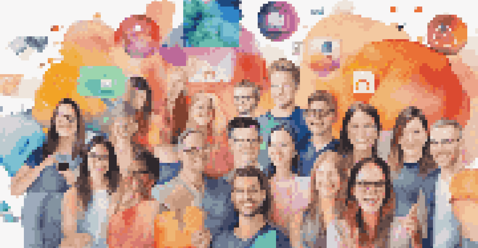 A colorful digital collage showing user-generated content, including customer photos and reviews in a lively design.