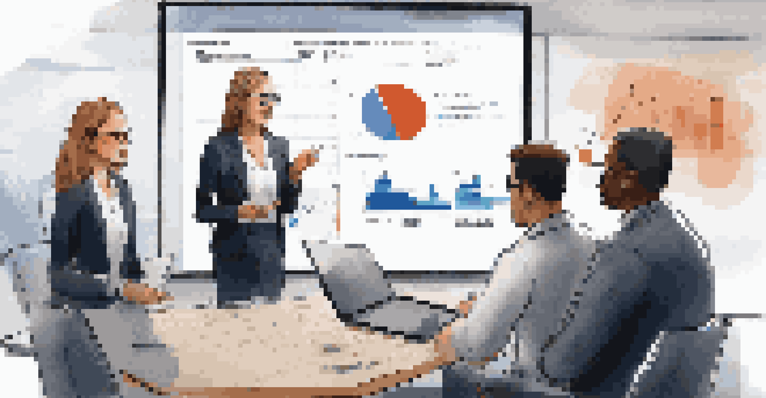 A close-up of a change manager presenting strategies on a tablet to a focused team in a modern office, illustrating effective change management.