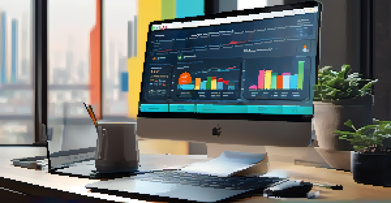 A close-up of a laptop displaying KPIs and sales metrics in a minimalistic workspace.