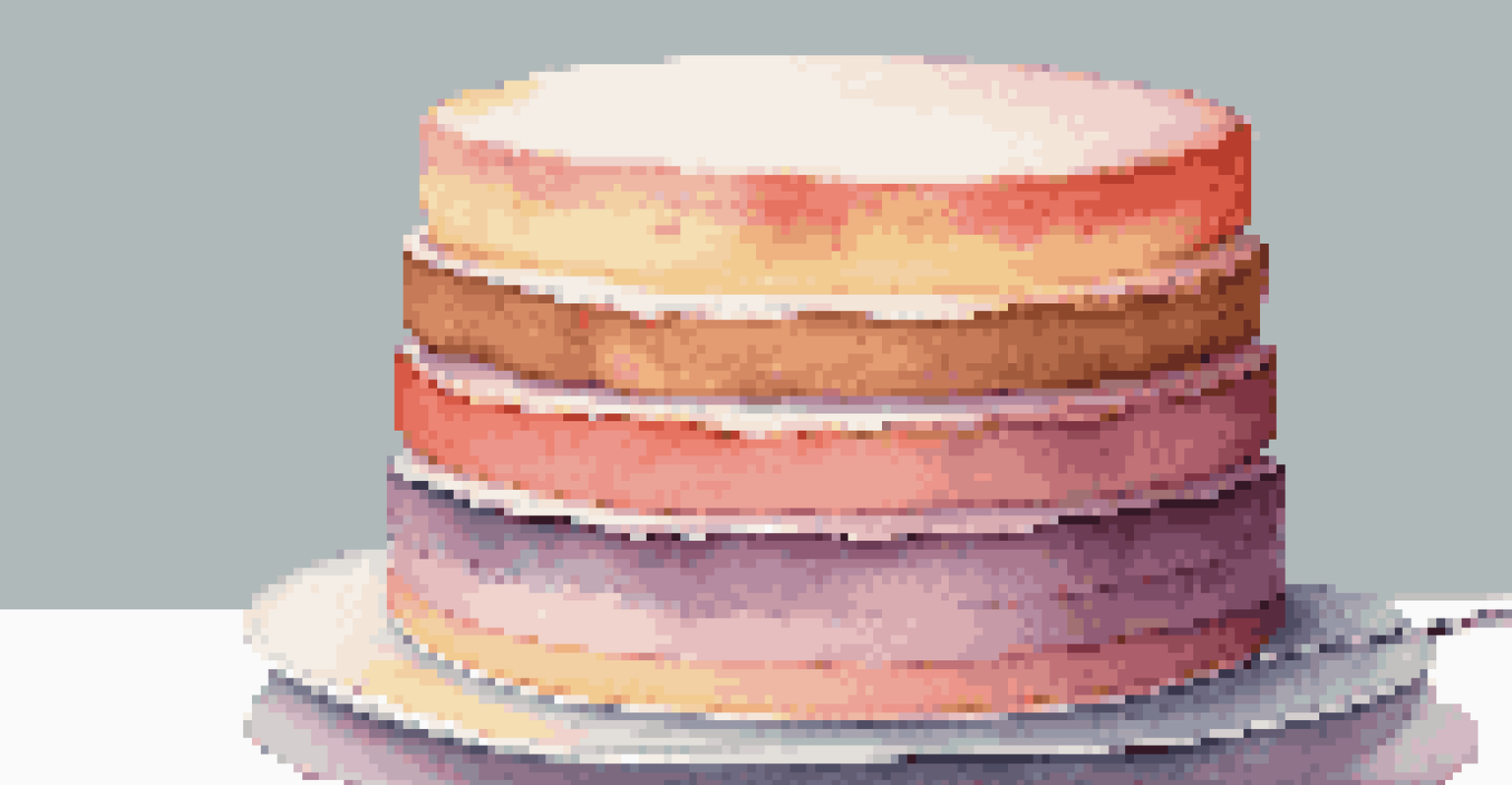 A colorful layered cake symbolizing iterative development cycles, with a tasting fork beside each layer.