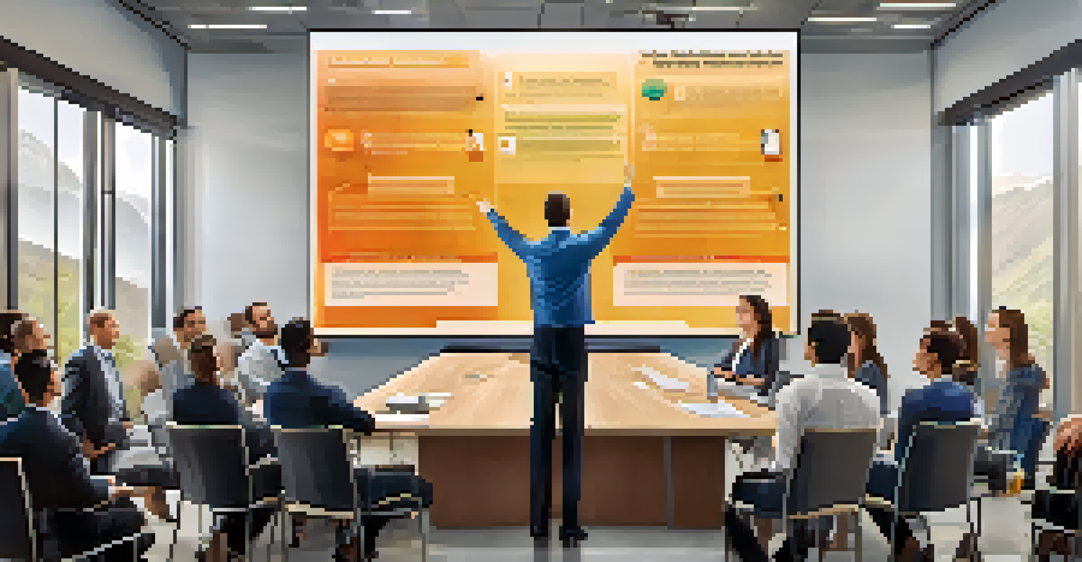 A leader presenting the mission statement to an engaged audience in a bright conference room.