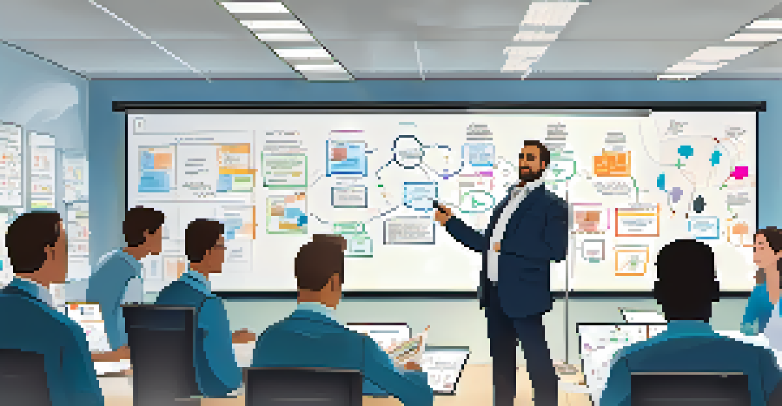 An inspiring leader in front of a whiteboard, encouraging a diverse team during a brainstorming session.