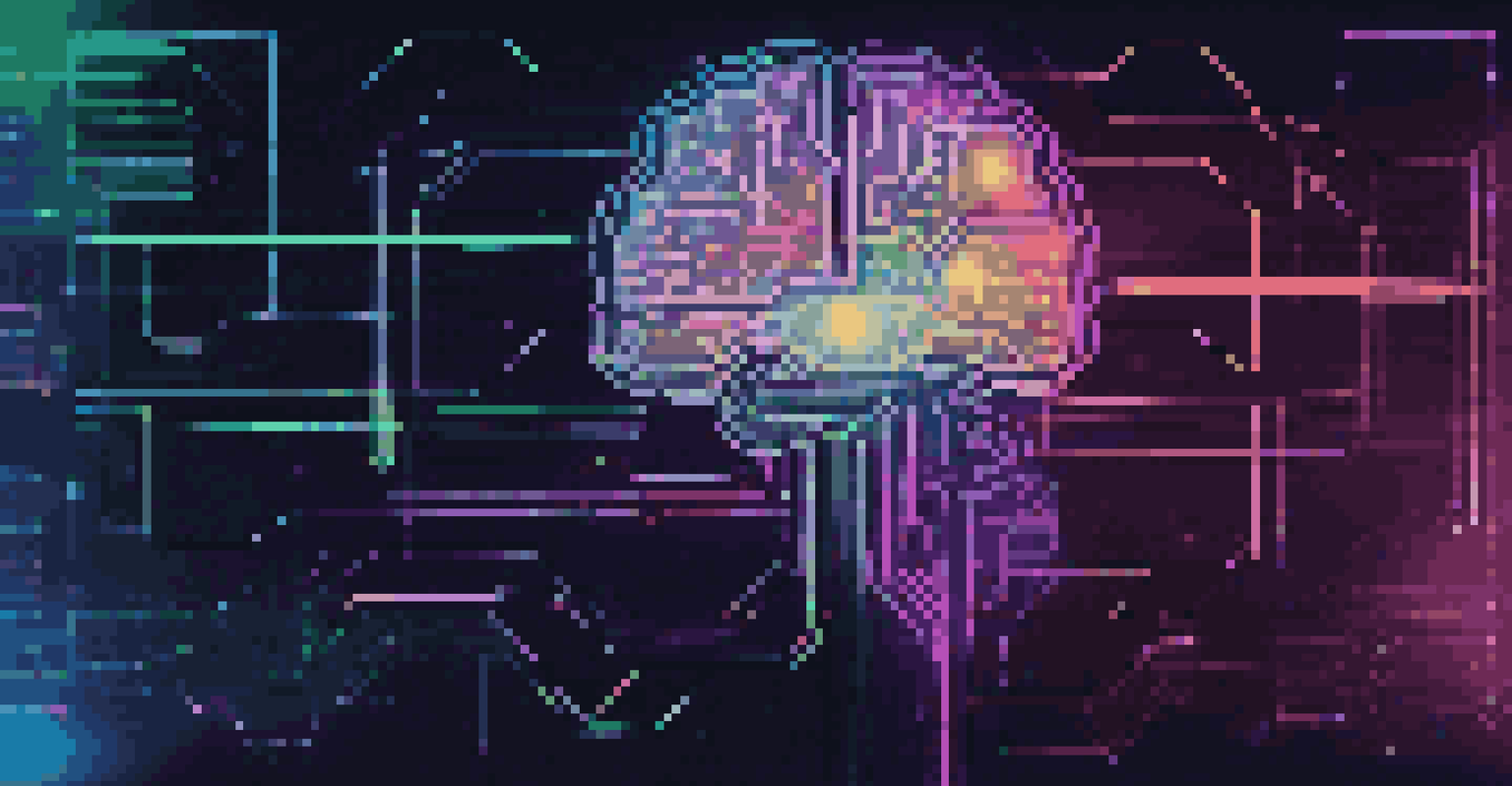 An abstract image of a brain made of circuits, surrounded by glowing data streams and graphs, illustrating artificial intelligence.